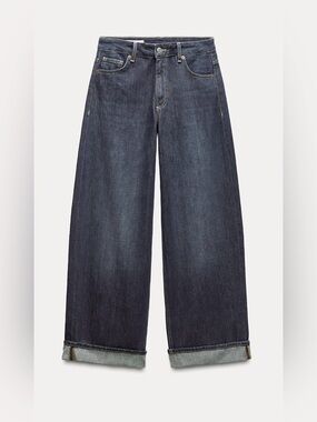 Very COOL Zara Wide-Leg Jeans in Dark Blue